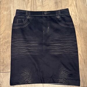 Elegant Black faux Denim Skirt